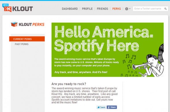 Spotify Teams Up With Klout