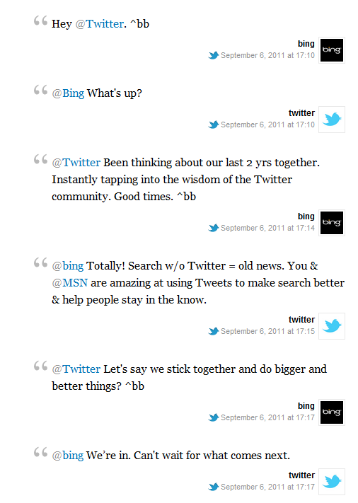 Bing and Twitter love affair