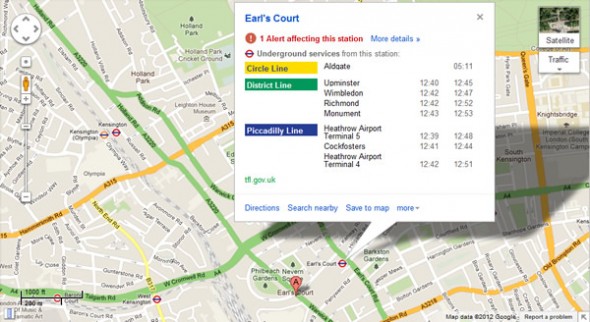Google Maps Adds Real-time London Underground Updates