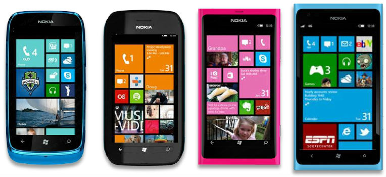 Nokia Lumia smartphones with Windows Phone 7.8
