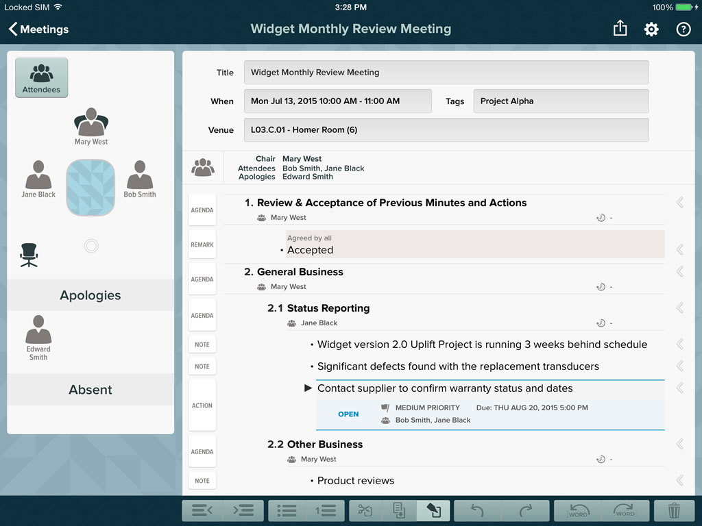 Meetings app