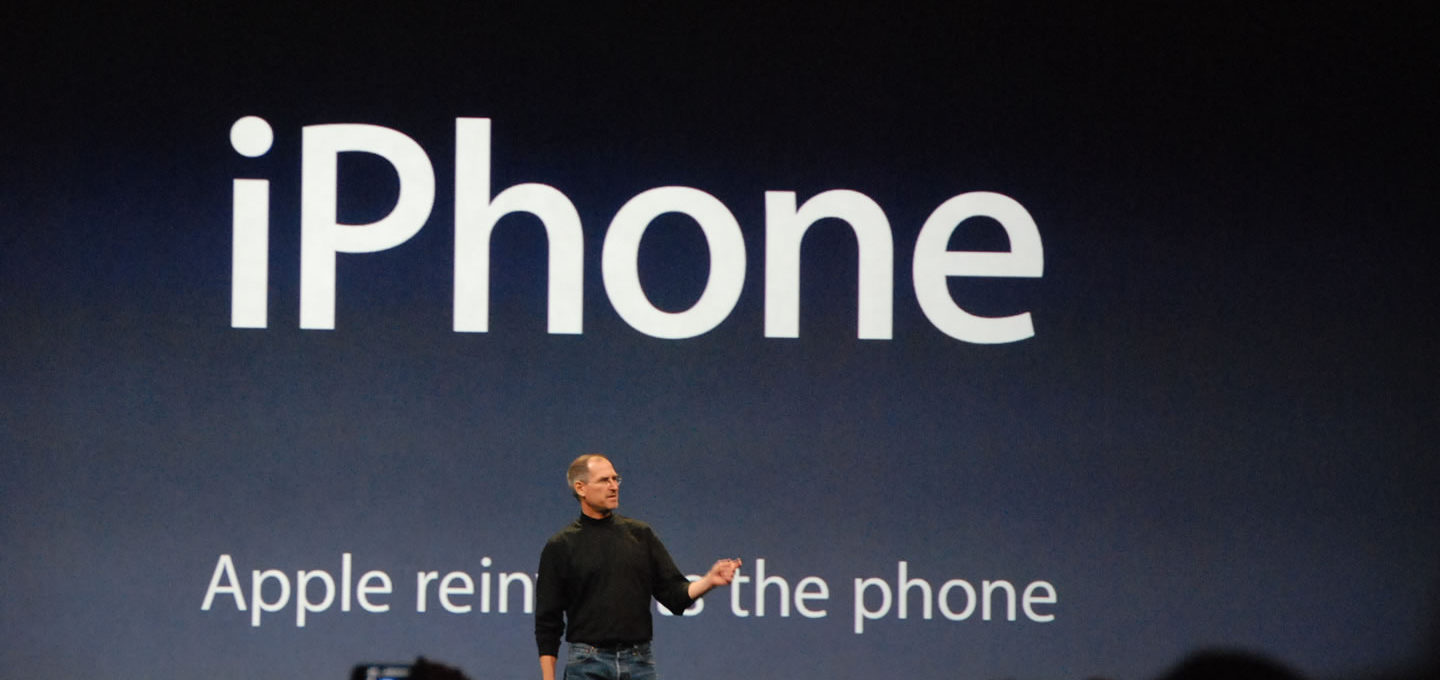 Steve Jobs launches the Apple iPhone, 2007