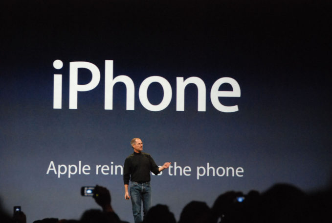 Steve Jobs launches the Apple iPhone, 2007