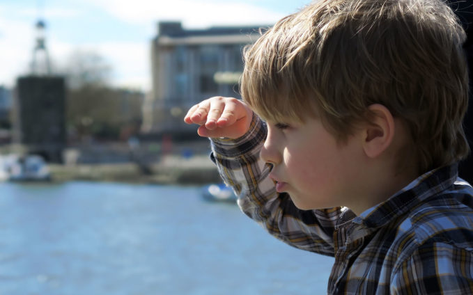 Boy looking to the future