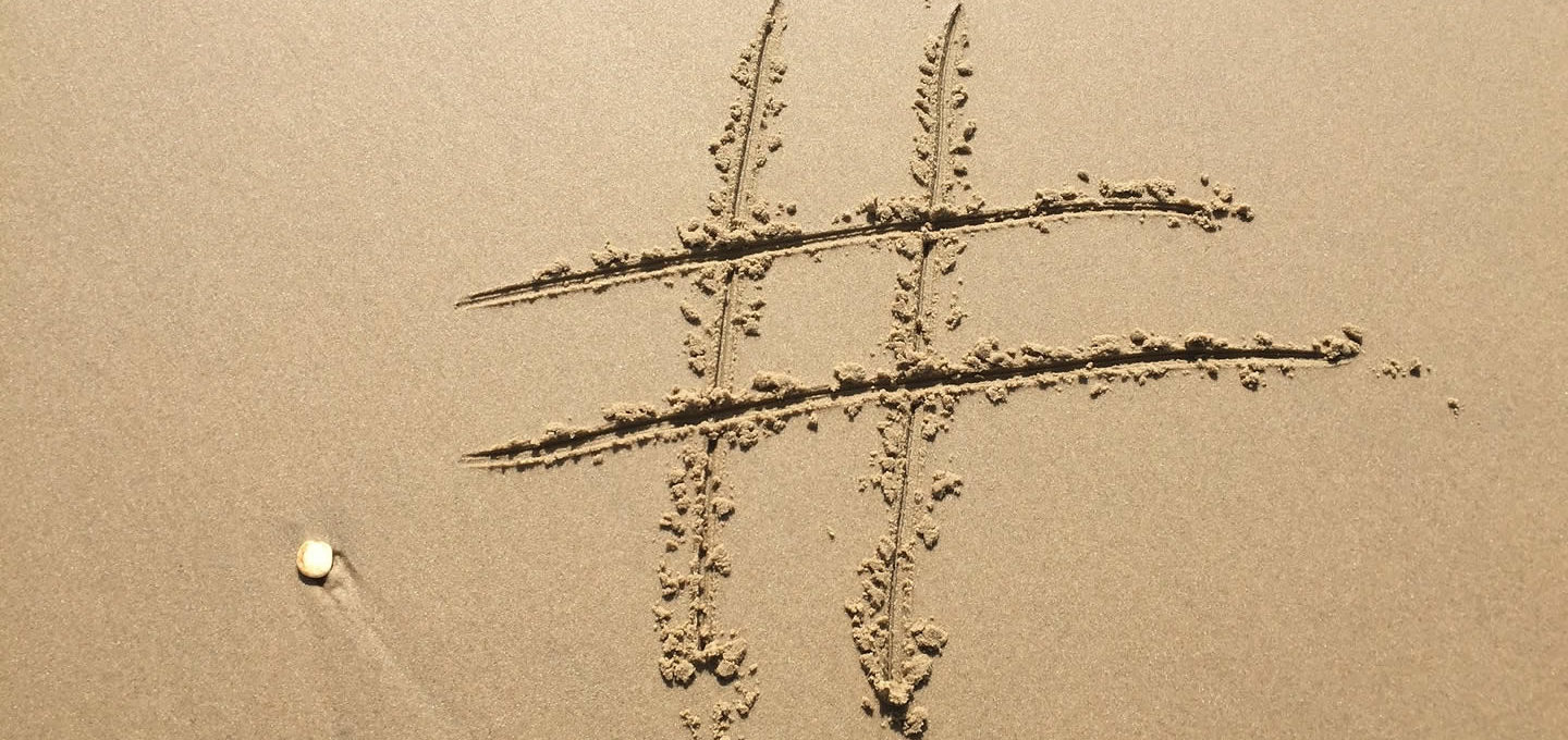 Hashtag on a beach